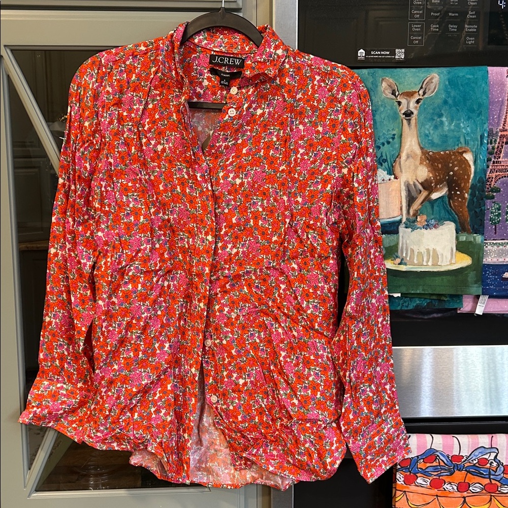 J. Crew Women's Liberty Silk Floral Button Up Blouse Top 0